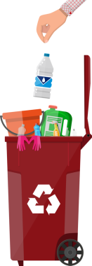 Çöp Geri Dönüşüm Kutusu'nu konteyner plastik şeylerden dolu