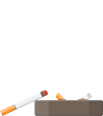 Sigara dolu beyaz seramik kül tablası