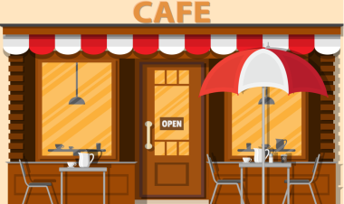 Kafenin dış tarafı, sokak zapt binası.