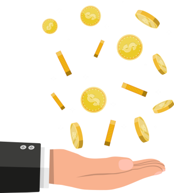 Buisnessman el alıcı düşen altın sikkeler