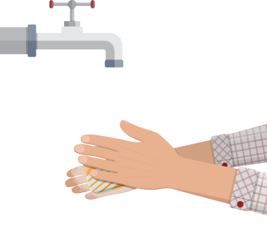 Adam ellerini sabunla yıkıyor.