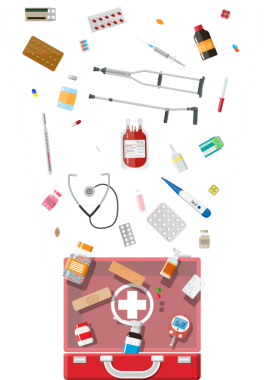 İlk yardım kiti ile tıbbi malzeme
