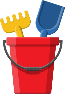 Komisyon ve kürek ile plastik kova