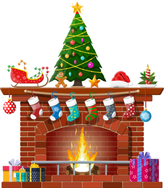 Tuğladan yapılmış Noel şöminesi