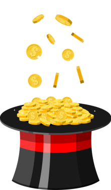 Sihirbazların şapkasından para çıkıyor.