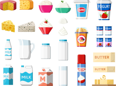 Peynir, yazlık ve tereyağı ile süt ürünleri ayarla.