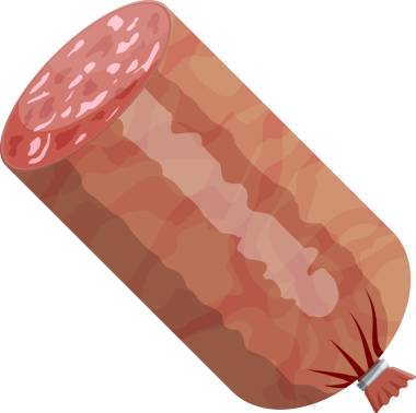 Sığır eti, domuz eti veya tavuğun et sosisi.