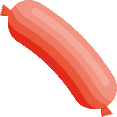 Sığır eti, domuz eti veya tavuğun et sosisi.