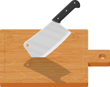 Ahşap kesme tahtası ve mutfak bıçağı.