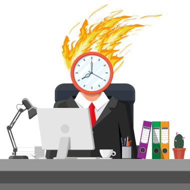 İş yerindeki stresli iş adamı bilgisayarla uğraşmaktan yoruldu.