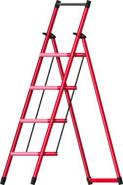 Red aluminum step folding ladder.