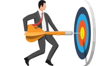 İşadamı oktan hedefe nişan alıyor. Hedef ayarı.