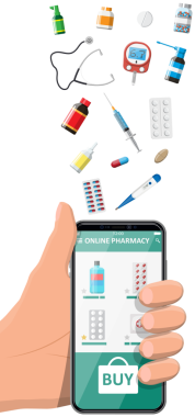 İnternet eczane alışveriş uygulamalı cep telefonu.