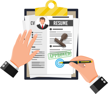 Clipboard with job application and pen.