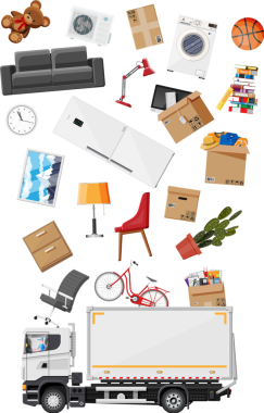 İçinde ev eşyalarıyla dolu bir teslimat kamyonu..