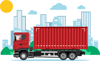 Şehir merkezinde nakliye konteynırı aracı