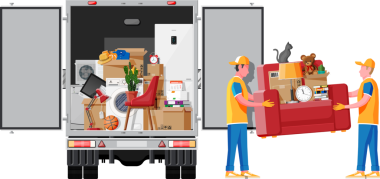 İçinde ev eşyalarıyla dolu bir teslimat kamyonu..