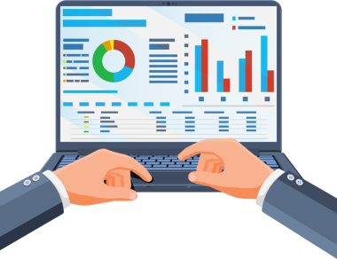 İstatistiksel veya analitik bilgili dizüstü bilgisayar.