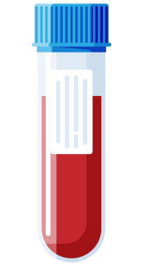 Caps 'li test tüpleri. Dışkı, kan, idrar ve sperm. Tıbbi teçhizat. Jinekolojik analiz için numune kapları. Laboratuvarda biyomateryal analizi yapılan plastik kaplar. Düz Vektör İllüstrasyonu