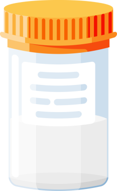 Caps 'li test tüpleri. Dışkı, kan, idrar ve sperm. Tıbbi teçhizat. Jinekolojik analiz için numune kapları. Laboratuvarda biyomateryal analizi yapılan plastik kaplar. Düz Vektör İllüstrasyonu