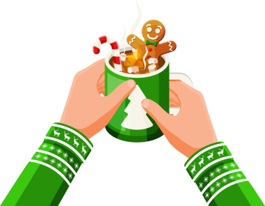 Marşmelovlu kahve fincanı, zencefilli kurabiye adam ve baston şeker.