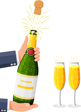 İçki partisi, doğum günü, düğün, Noel, yeni yıl kutlaması kavramı.