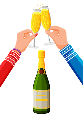 İçki partisi, doğum günü, düğün, Noel, yeni yıl kutlaması kavramı.