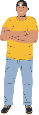 Göğüs hizasında kolları katlanmış yakışıklı kaslı adam.