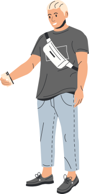 Kemer Çantalı ve Akıllı Telefonlu Adam