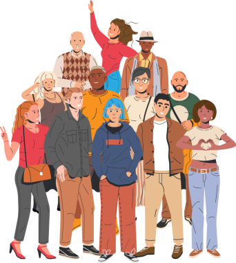 Çeşitli çok kültürlü ve çok ırklı insanlar grubu