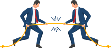 İp çeken iki işadamı.