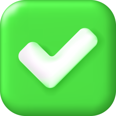 Kare şeklindeki 3D Sağ Düğme. Yeşil Evet ya da Doğru İmzala