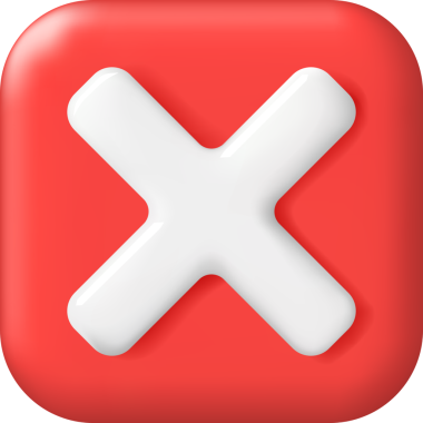 3D yanlış düğme kare şeklinde. Kırmızı Hayır veya Yanlış İşaret