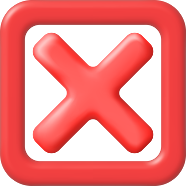 3D yanlış düğme kare şeklinde. Kırmızı Hayır veya Yanlış İşaret