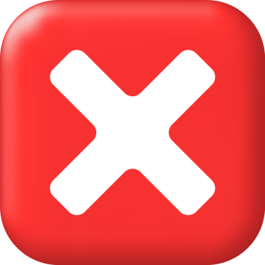 3D yanlış düğme kare şeklinde. Kırmızı Hayır veya Yanlış İşaret