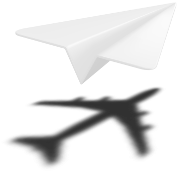 3D Beyaz Kağıt Uçak Gerçek Havacılık Uçaklarının Gölgesi