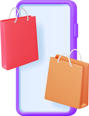 Alışveriş Torbası ile 3B Akıllı Telefon