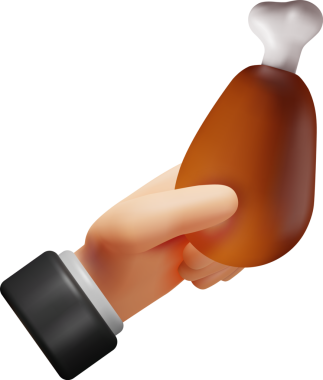 3 Boyutlu Kızarmış Taze Tavuk Bacağı