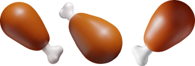 Farklı Açılar 'dan 3D Kızarmış Taze Tavuk Bacağı