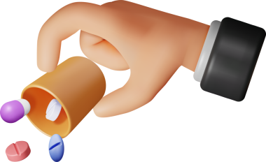 3D Plastik Şişe Elinde Haplarla Dolu