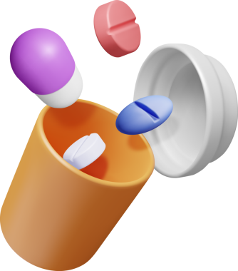 3D Plastik Şişe İçi Haplarla Dolu