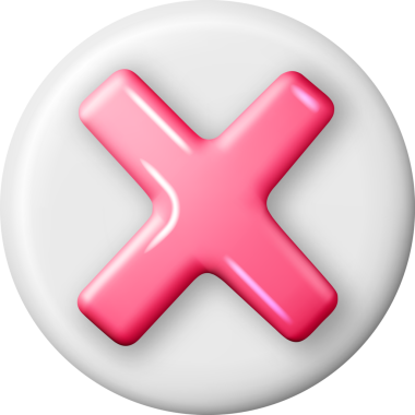 Üç boyutlu yanlış düğme şekli. Kırmızı Hayır veya Yanlış İşaret