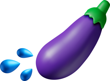 Yeşil Yapraklı ve Su Damlalı 3D Taze Patlıcan