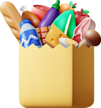 3 Boyutlu Taze Ürünlü Kağıt Torba