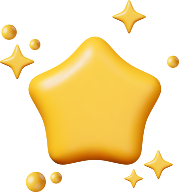 3 Boyutlu Parlak Sarı Yıldız