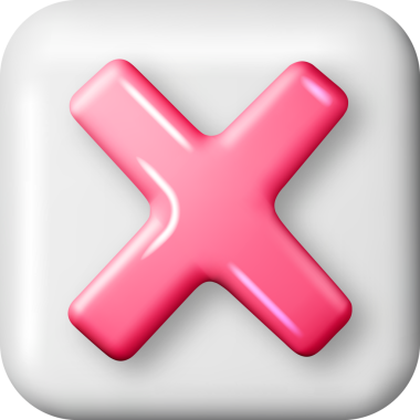 Üç boyutlu yanlış düğme şekli. Kırmızı Hayır veya Yanlış İşaret