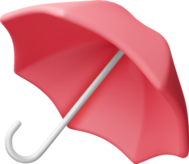 3D Klasik Kırmızı Şemsiye