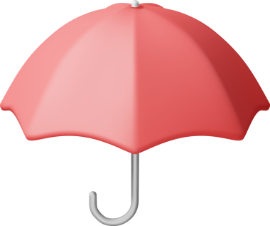 3D Klasik Kırmızı Şemsiye