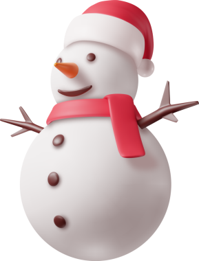 Santa Hat ve Eşarplı 3D Beyaz Kardan Adam