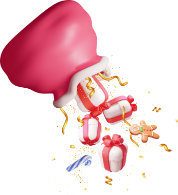 3D Açık Noel Baba Torbası Hediyelerle dolu